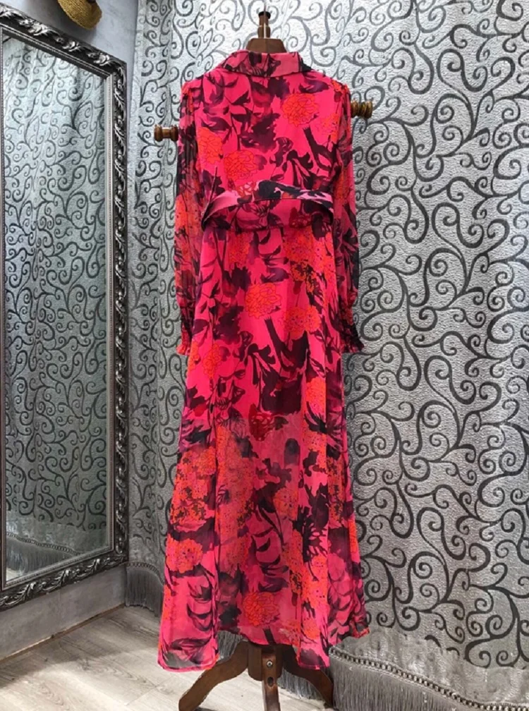 Top Quality New 2021 Spring Long Dress Women Turn-down Collar Elegant Floral Print Beading Buttons Deco Long Pink Maxi Dress
Top Quality New 2021 Spring Long Dress Women Turn-down Collar Elegant Floral Print Beading Buttons Deco Long Pink Maxi Dress