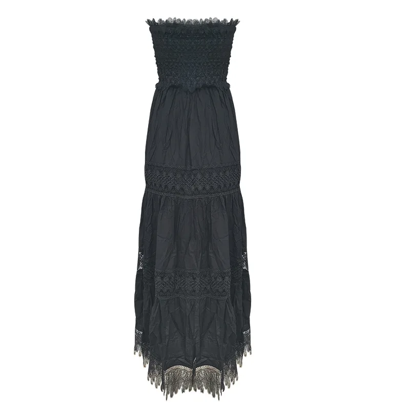 Black Strapless Dresses for Women Summer Sleeveless Lace Hollow Out Patchwork Solid Floor To Length Slim Beach Dress Long
Black Strapless Dresses for Women Summer Sleeveless Lace Hollow Out Patchwork Solid Floor To Length Slim Beach Dress Long