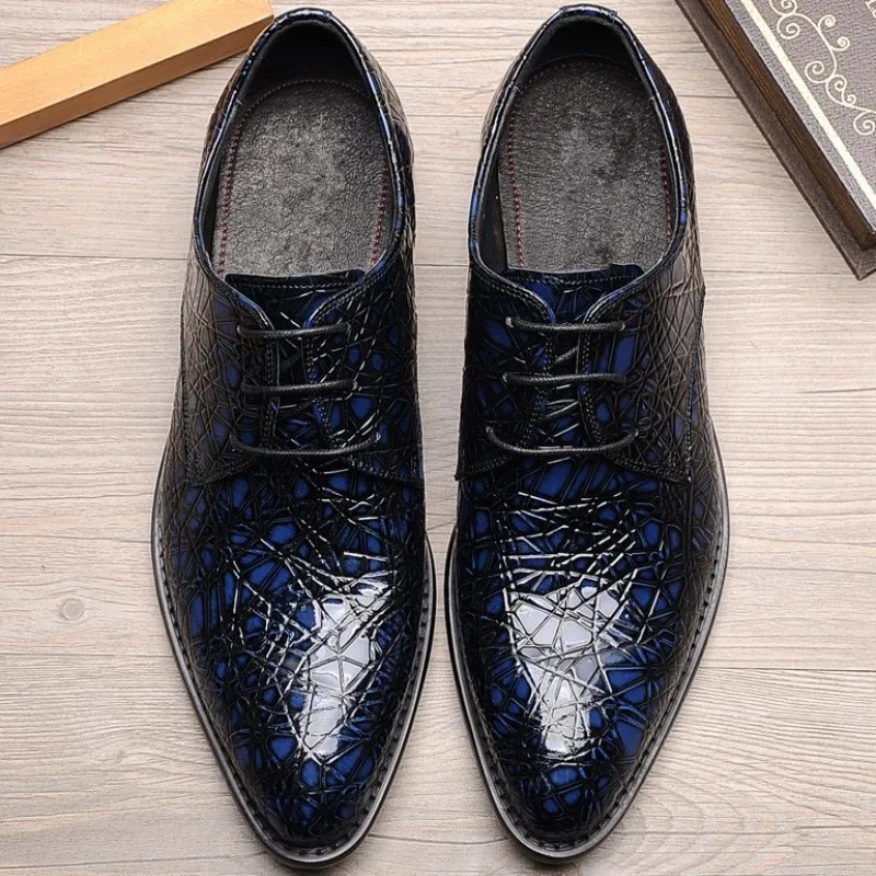England Style Genuine Leather Plaid Pointed Shoes Men Brand Lace Up Business Dress Shoes Low Heel Black Wedding Derby Shoes
England Style Genuine Leather Plaid Pointed Shoes Men Brand Lace Up Business Dress Shoes Low Heel Black Wedding Derby Shoes