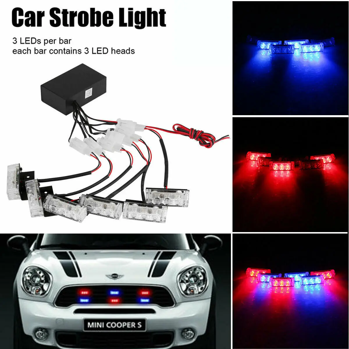 Red And Blue 18 X LED Emergency Vehicle Strobe Lights For Front Grille Deck LED Strobe Blinker Flash Light
Red And Blue 18 X LED Emergency Vehicle Strobe Lights For Front Grille Deck LED Strobe Blinker Flash Light