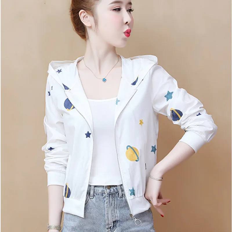 #5356 Summer Coat Women Hooded Printed Short Jacket Female Thin Sunscreen Jacket Zipper Slim Coats And Jackets Women Outerwear
#5356 Summer Coat Women Hooded Printed Short Jacket Female Thin Sunscreen Jacket Zipper Slim Coats And Jackets Women Outerwear