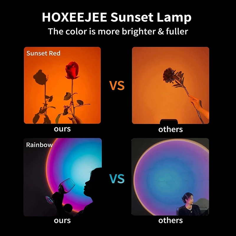 Sunset Projection Atmosphere Lamp Night Light,360 Rotation USB Projector Photography LED Lamps for Bedroom Studio
Sunset Projection Atmosphere Lamp Night Light,360 Rotation USB Projector Photography LED Lamps for Bedroom Studio
