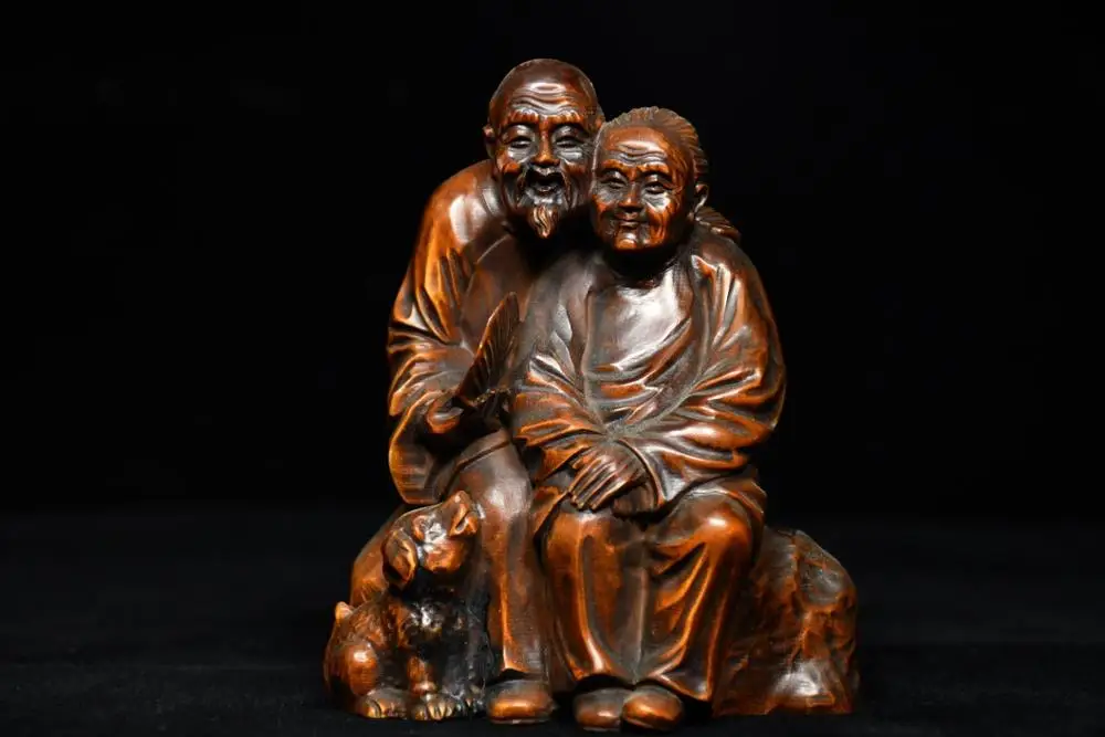 7" China Lucky Seikos Boxwood Grandpa holding hands grandma statue Loving couple To grow old. A hundred years of harmony
7" China Lucky Seikos Boxwood Grandpa holding hands grandma statue Loving couple To grow old. A hundred years of harmony