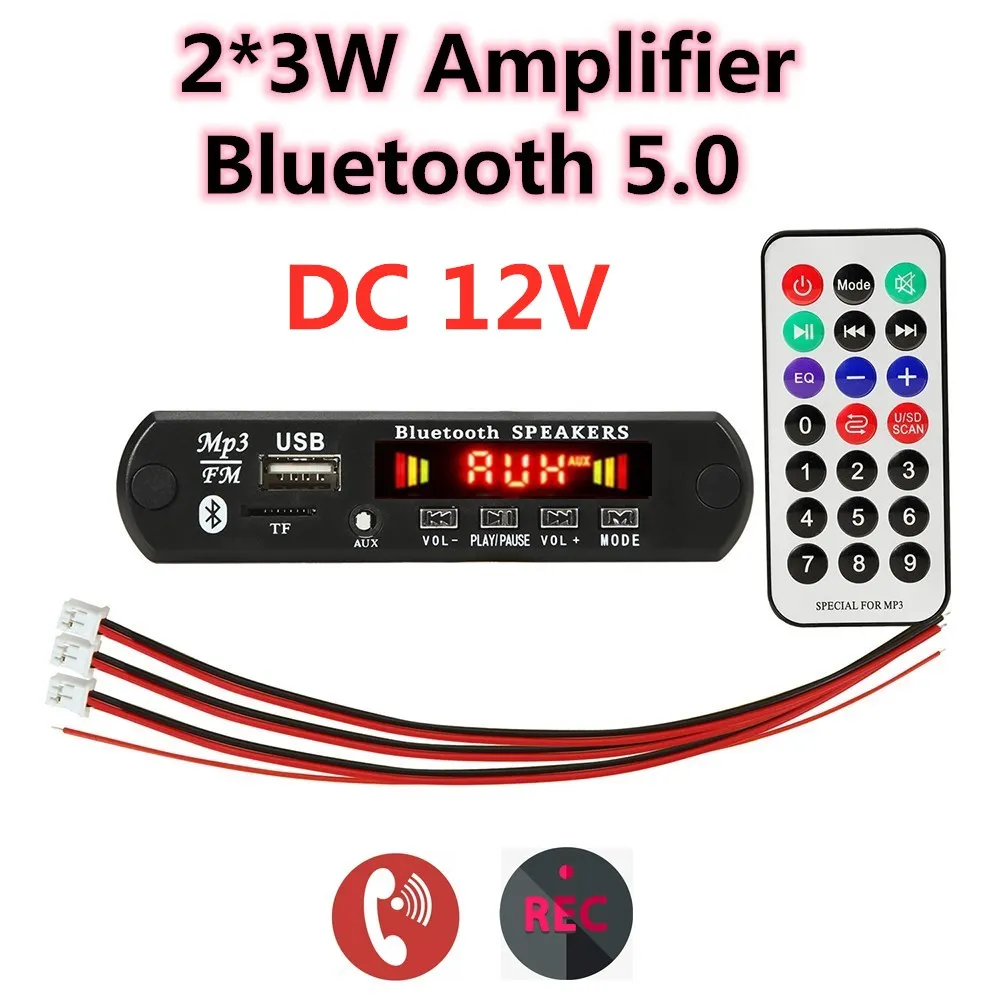 12V Hands-free MP3 Player Decoder Board 12V Bluetooth 5.0 6W amplifier Car FM Radio Module Support FM TF USB AUX Recorders
12V Hands-free MP3 Player Decoder Board 12V Bluetooth 5.0 6W amplifier Car FM Radio Module Support FM TF USB AUX Recorders