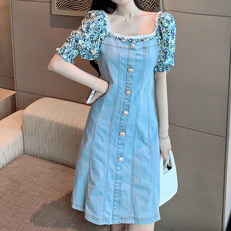 Summer Korean Style Patchwork Lace Linen Dress Women Fashion Square Collar Floral Dresses Plus Size Dresses Female
Summer Korean Style Patchwork Lace Linen Dress Women Fashion Square Collar Floral Dresses Plus Size Dresses Female