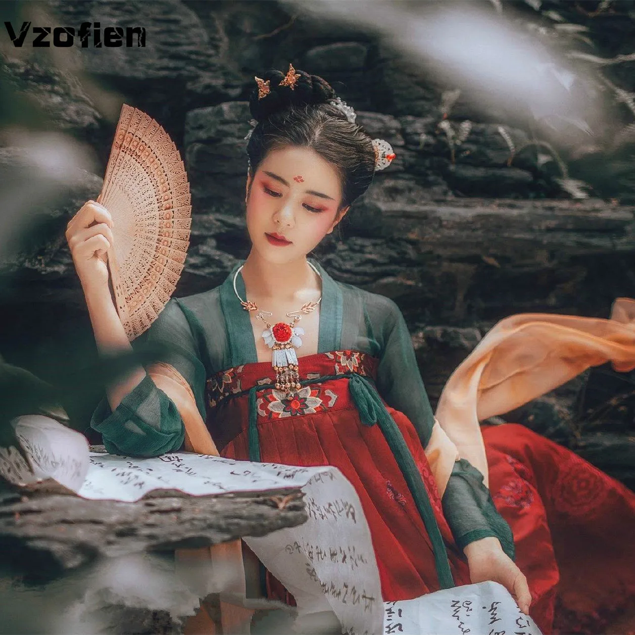 

Женское традиционное китайское платье Hanfu с вышивкой, танцевальный костюм принцессы в восточном стиле династии Тан, костюм для народного та...