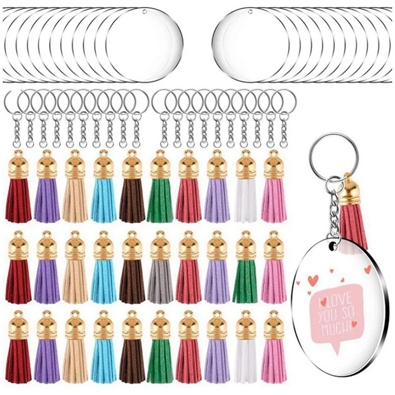 Acrylic Circle Keychain Blanks Clear Kit 120Pcs For Cricut Vinyl Project, Including Acrylic Disc Blanks, Tassels
Acrylic Circle Keychain Blanks Clear Kit 120Pcs For Cricut Vinyl Project, Including Acrylic Disc Blanks, Tassels