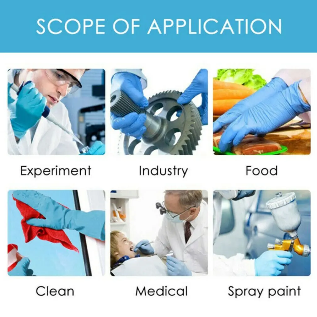 100PC Nitrile Disposable Gloves Waterproof Powder Free Latex Gloves For Household Kitchen Laboratory Cleaning Gloves
100PC Nitrile Disposable Gloves Waterproof Powder Free Latex Gloves For Household Kitchen Laboratory Cleaning Gloves
