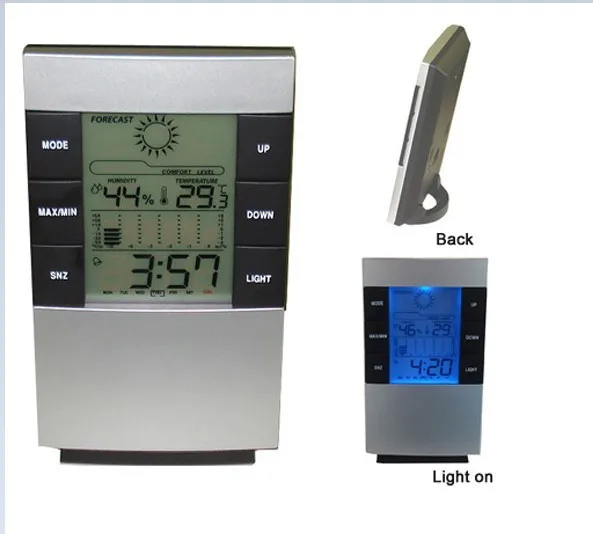 Simple weather clock electronic clock air temperature and humidity chronograph calendar alarm clock blue screen alarm clock 
Simple weather clock electronic clock air temperature and humidity chronograph calendar alarm clock blue screen alarm clock