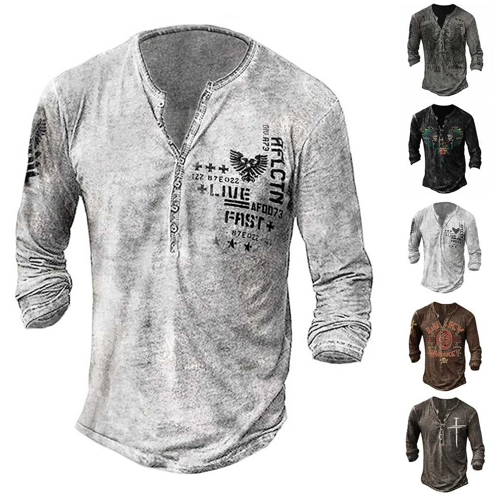 Men Retro Blouses Long Sleeve T-shirt Holiday Fit Printed T-shirts Autumn Spring Buttons Baggy Loose Casual Tee Blouse Tops 
Men Retro Blouses Long Sleeve T-shirt Holiday Fit Printed T-shirts Autumn Spring Buttons Baggy Loose Casual Tee Blouse Tops
