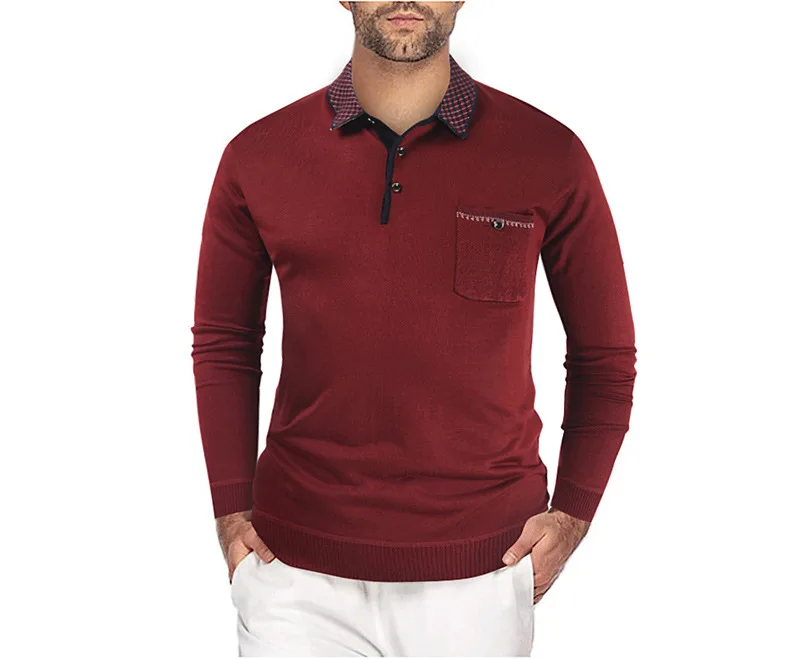 Мужская рубашка-поло с отложным воротником, с длинным рукавом
Мужская рубашка-поло с отложным воротником, с длинным рукавом