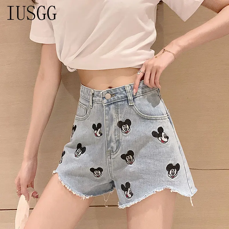 Женские джинсовые шорты Kawaii, рваные шорты с высокой талией и вышивкой в виде мультяшной мышки, летние рваные шорты из стрейча
Женские джинсовые шорты Kawaii, рваные шорты с высокой талией и вышивкой в виде мультяшной мышки, летние рваные шорты из стрейча