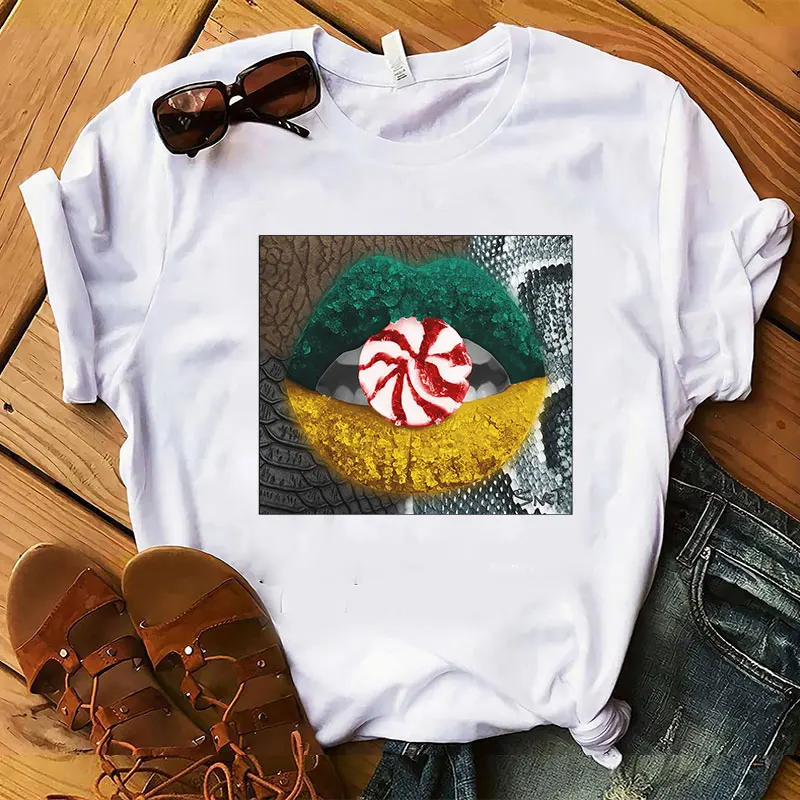 Wholesale T Shirt Women Lips Candy Tshirt Fashion Custom Printing T-shirt Oversized Graphic Tees Shirts Woman Clothing
Wholesale T Shirt Women Lips Candy Tshirt Fashion Custom Printing T-shirt Oversized Graphic Tees Shirts Woman Clothing