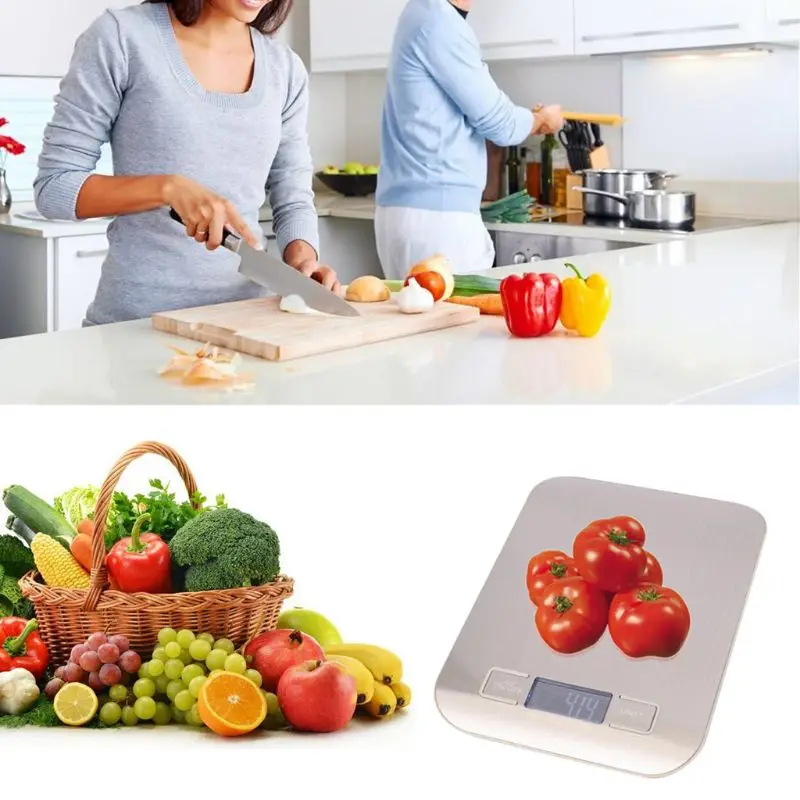 11 LB / 5000g Electronic Digital Kitchen Food Scale Stainless Steel LED Display Weight Balance Scales Measuring Tool
11 LB / 5000g Electronic Digital Kitchen Food Scale Stainless Steel LED Display Weight Balance Scales Measuring Tool