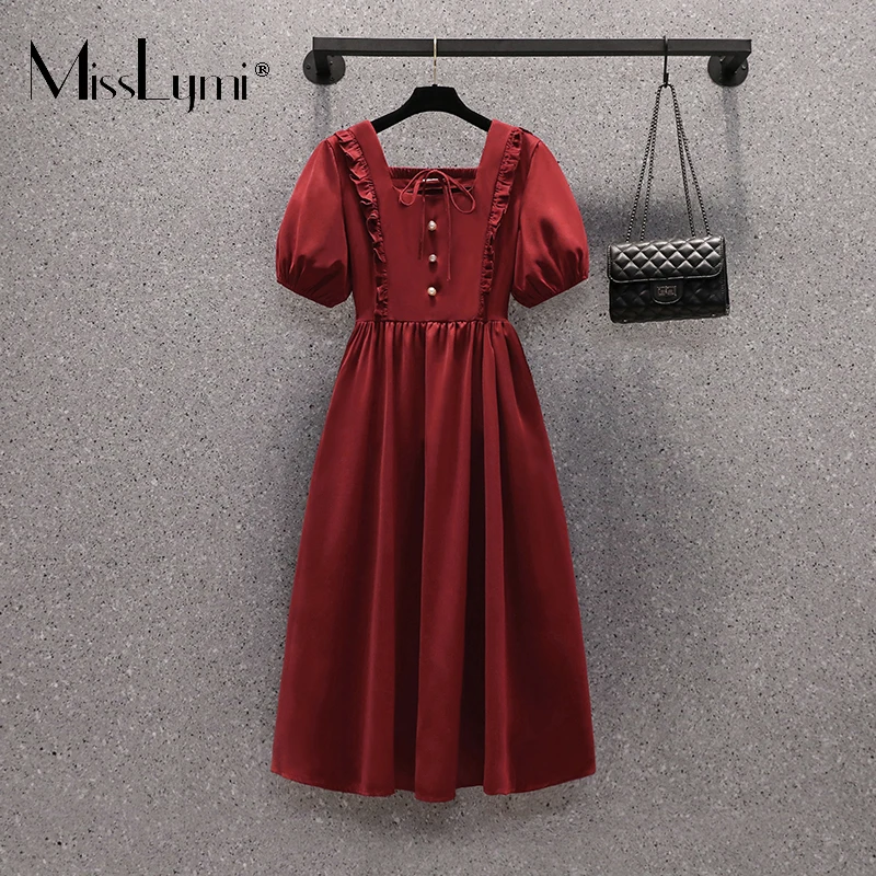 4XL Big Size Women French Elegant Long Dress Summer 2021 Retro Hollow Square Collar Solid Female High Waist Ruffle Pleated Dress
4XL Big Size Women French Elegant Long Dress Summer 2021 Retro Hollow Square Collar Solid Female High Waist Ruffle Pleated Dress