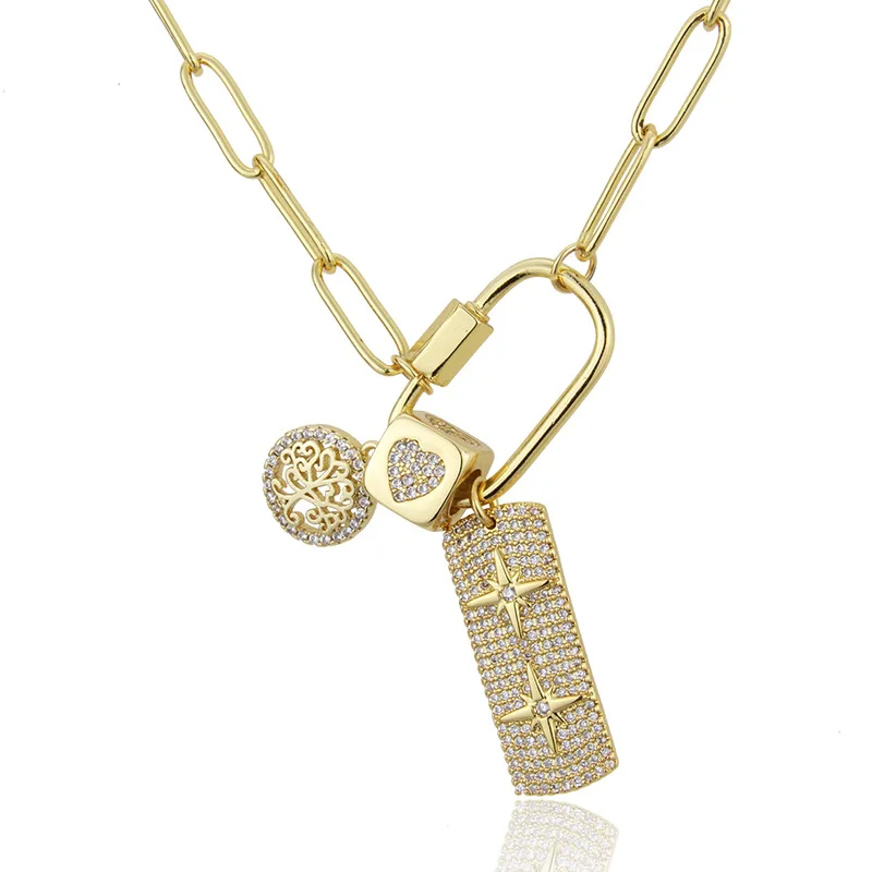 A Star Necklace with A Diamond-filled Tree Block Combines A Pendant Pendant Heart zircon lock necklace
A Star Necklace with A Diamond-filled Tree Block Combines A Pendant Pendant Heart zircon lock necklace
