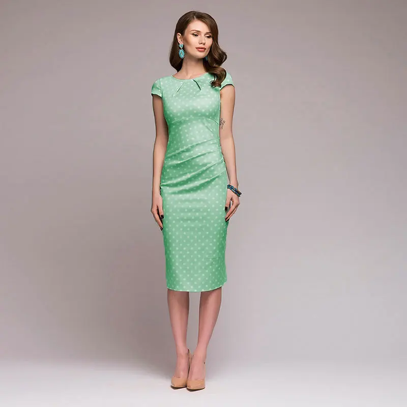 Classic Dot O-Neck Slim Sexy Green Dresses For Women 2021 Vintage Zipper Short Sleeve Knee-Length Summer Dress 3 Colors 5 Yards
Classic Dot O-Neck Slim Sexy Green Dresses For Women 2021 Vintage Zipper Short Sleeve Knee-Length Summer Dress 3 Colors 5 Yards