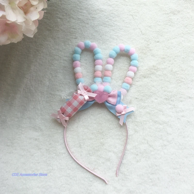 Japanese Original Handmade Lolita Soft Sister Cute KC Plush Beaded Rabbit Ears Candy Bowknot Hair Hoop Girls Hair Accessories 
Japanese Original Handmade Lolita Soft Sister Cute KC Plush Beaded Rabbit Ears Candy Bowknot Hair Hoop Girls Hair Accessories