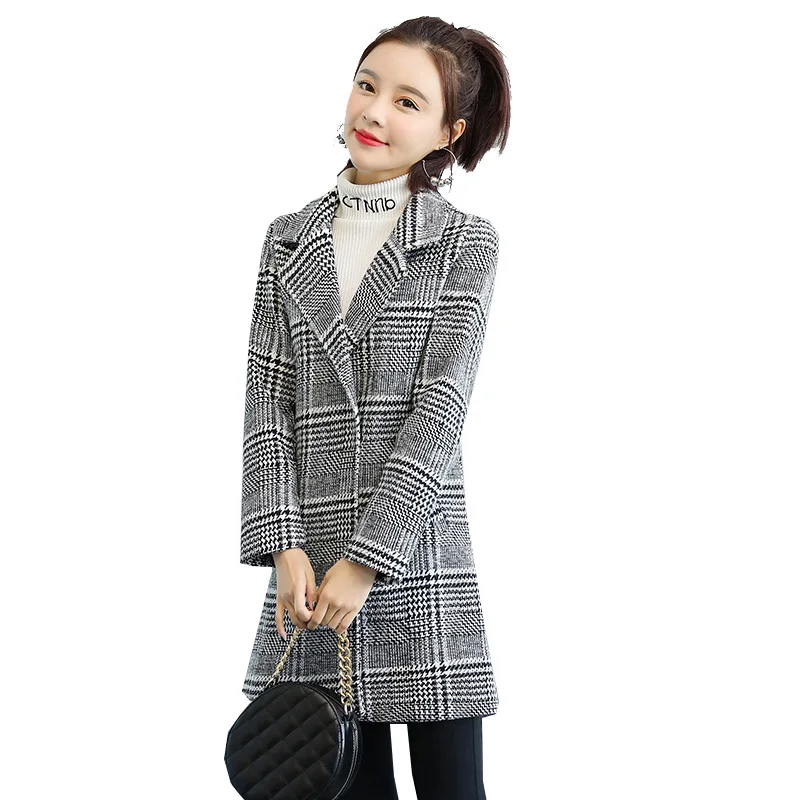 2021New Autumn Winter Woolen Coat Women Mid-Long Suit Collar Plaid Slim Blended Woolen Casual Jacket Outerwear Female
2021New Autumn Winter Woolen Coat Women Mid-Long Suit Collar Plaid Slim Blended Woolen Casual Jacket Outerwear Female