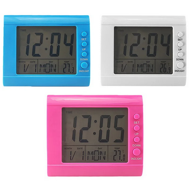 Desktop Alarm Clock with Calendar Snooze Large LED Display Digital for Home Office Travel Table Kids Electronic Clocks | Дом и сад