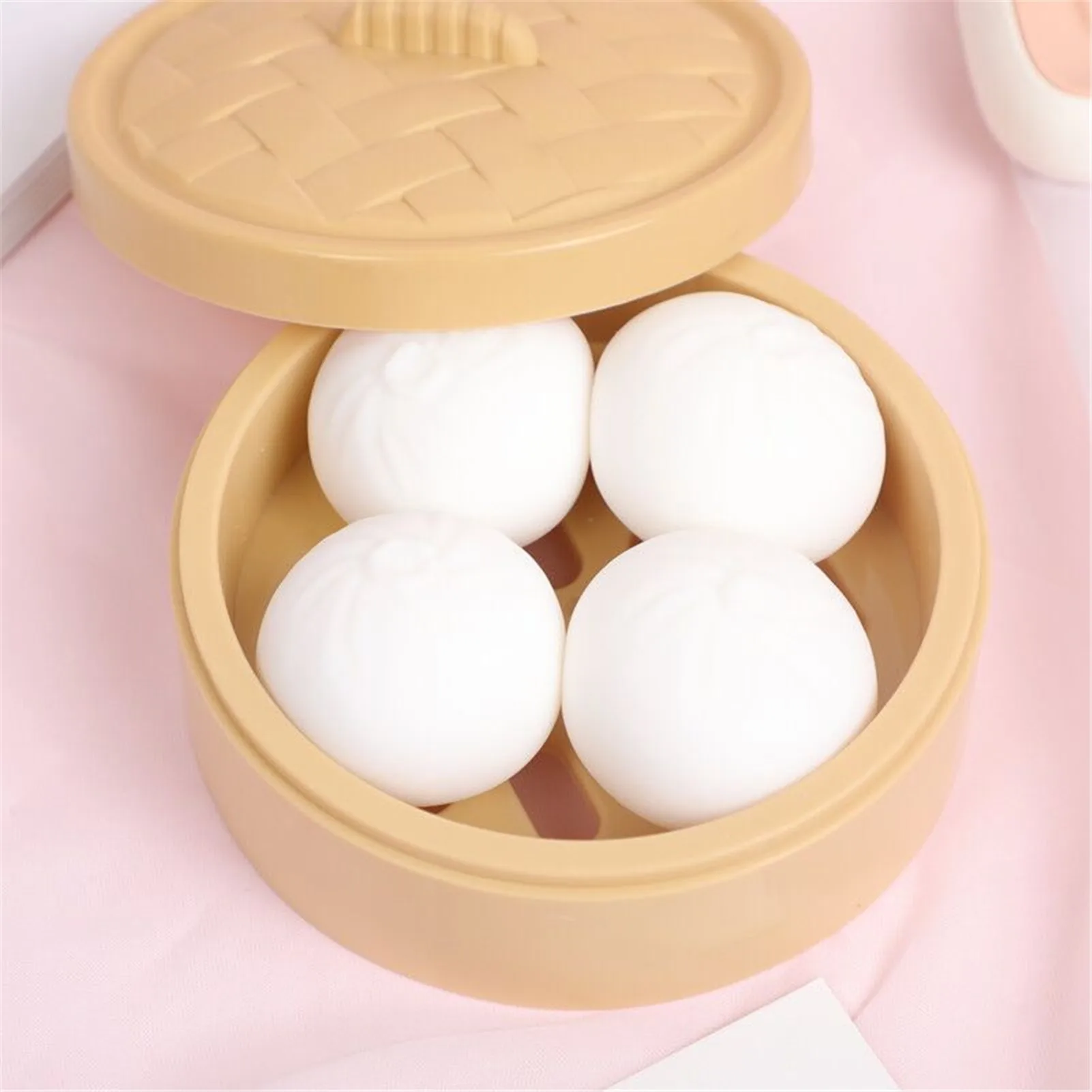 

4Pcs Slow Rising Squeeze Toys Steamed Buns Squishy TPR Simulation Snack Stress Stretch Kids Adult Toy Stress Reliever Decor