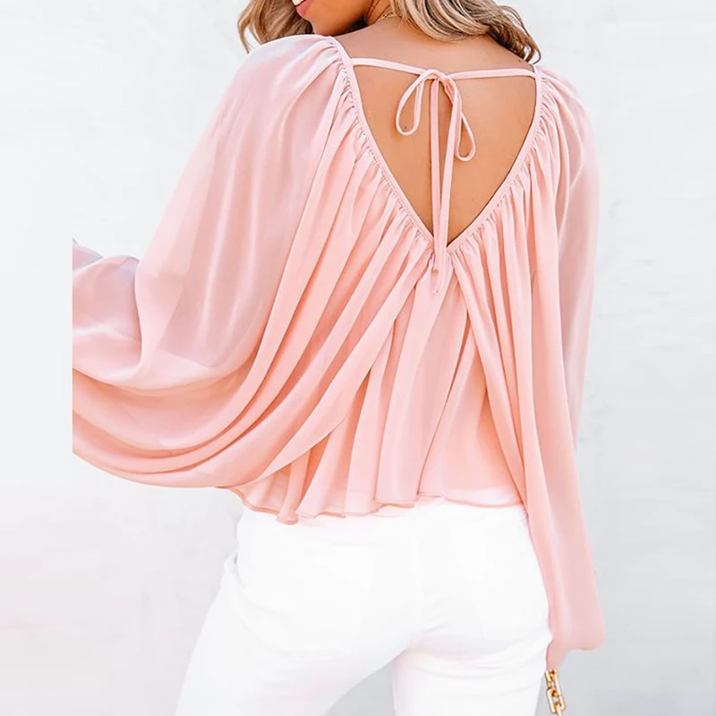 2021 Fashion Casual Loose Pleated Chiffon Blouse Elegant Long Sleeve Tops Blusa Sexy V-Neck Tie-Up Backless Women Shirt Pullover
2021 Fashion Casual Loose Pleated Chiffon Blouse Elegant Long Sleeve Tops Blusa Sexy V-Neck Tie-Up Backless Women Shirt Pullover