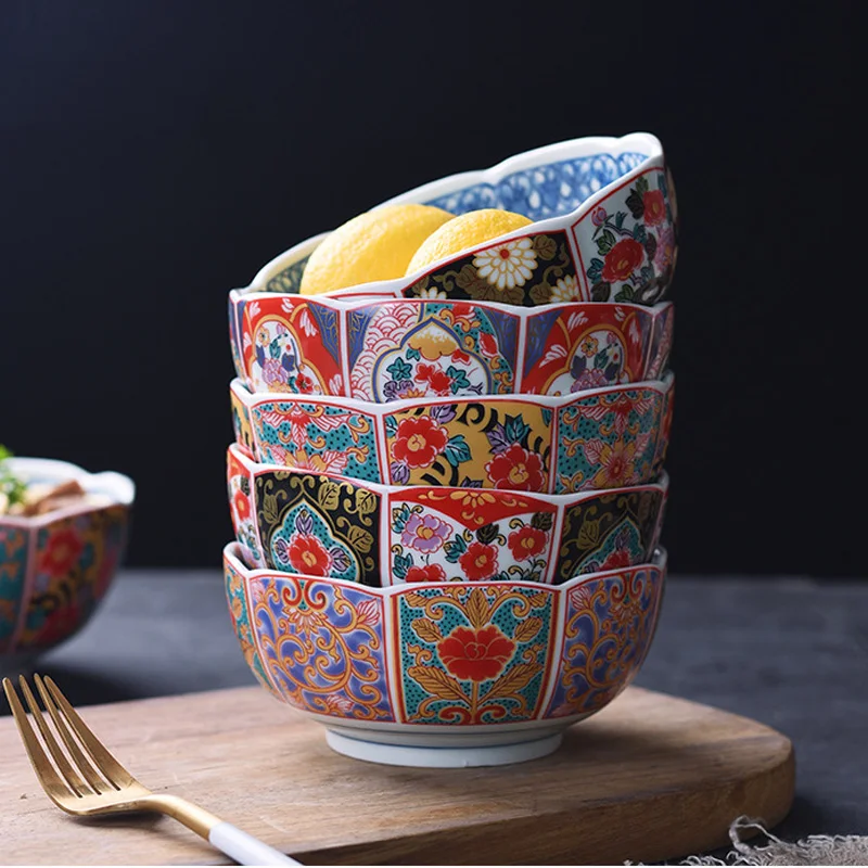 Japanese Ceramic Ramen Bowl Household Fruit Salad Tableware Instant Noodle Soup Rice Bowl Kitchen Food Container Dinnerware
Japanese Ceramic Ramen Bowl Household Fruit Salad Tableware Instant Noodle Soup Rice Bowl Kitchen Food Container Dinnerware
