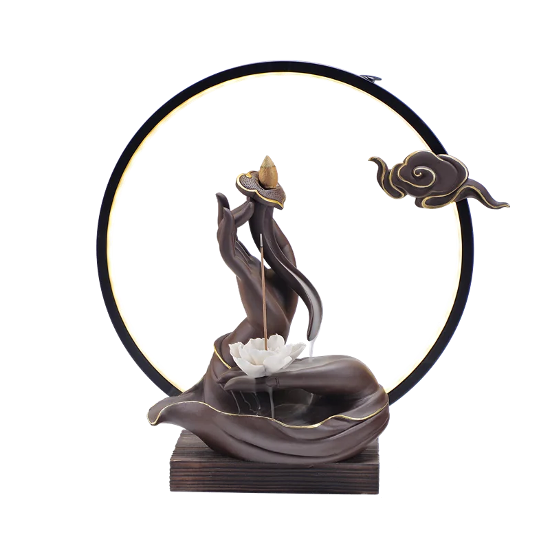 Ceramic Backflow Insence Burner Vintage Arabic Incense Houder Smoke Fountain Lotus Aromatherapy Lamp Diffuser AC50NB | Дом и сад