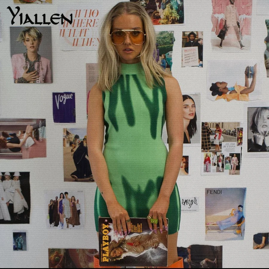 Yiallen Summer New Fashion Flower Print Knitting Dress Women Slim Turtleneck Sleeveless Street Casual Bodycon Mini Dresses Hot
Yiallen Summer New Fashion Flower Print Knitting Dress Women Slim Turtleneck Sleeveless Street Casual Bodycon Mini Dresses Hot