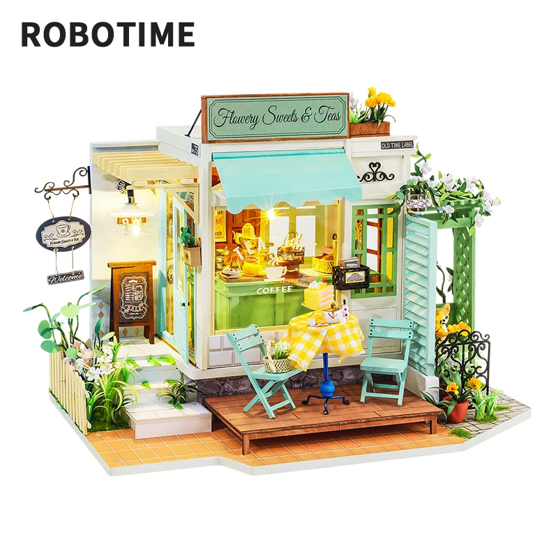 

Robotime Rolife DIY Dollhouse Leisure Time Series Wooden Miniature House for Girls Birthday Gift DG146 Flowery Sweets & Teas