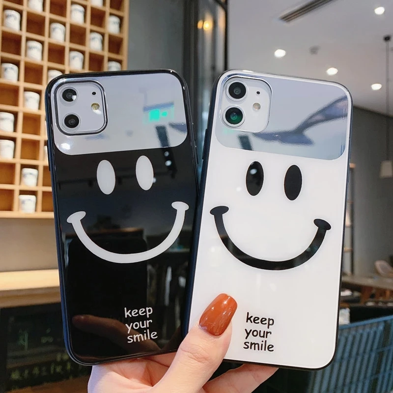Glass mirror smiley face mobile phone case iPhone 12 11 11pro Max XR XS Max 8 7 Plus X XS 11Pro
Glass mirror smiley face mobile phone case iPhone 12 11 11pro Max XR XS Max 8 7 Plus X XS 11Pro