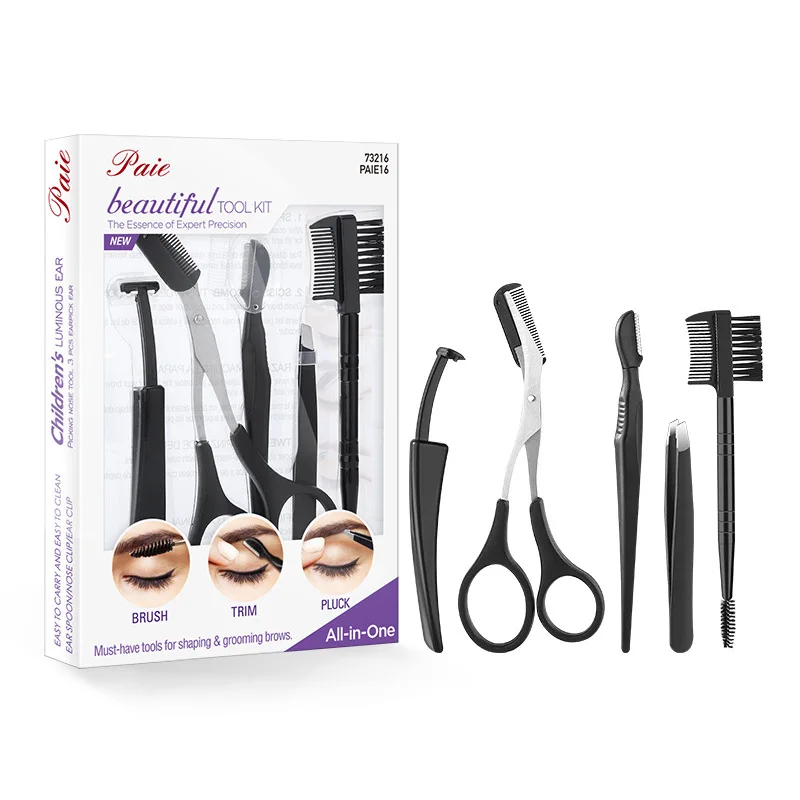 5PCS Professional Eyebrow tool set Stainless Steel Eyebrow Trimmer Tweezer Comb Scissors Brush Shaping&Grooming Brows Tools Port
5PCS Professional Eyebrow tool set Stainless Steel Eyebrow Trimmer Tweezer Comb Scissors Brush Shaping&Grooming Brows Tools Port