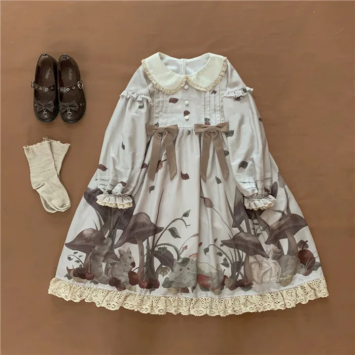 Pine Mushrooms&Squirrel Sweet Women's Lolita OP Dress Dress Lantern Sleeve Lace Bows Trim Cute One Piece Beige Elegant Dress
Pine Mushrooms&Squirrel Sweet Women's Lolita OP Dress Dress Lantern Sleeve Lace Bows Trim Cute One Piece Beige Elegant Dress