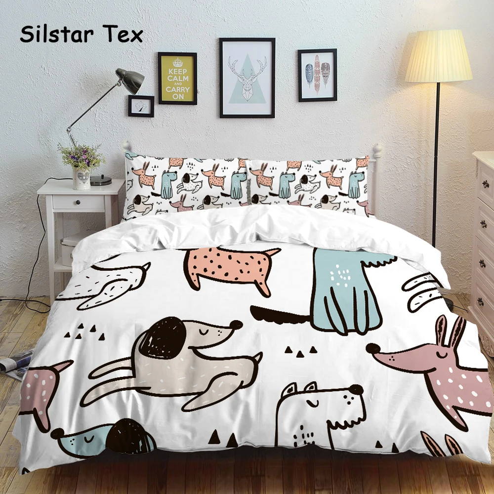 

Silstar Tex Cartoon Dogs Kids Bedding Set King Dog Claws Print Duvet Cover Pillowcase Home Textiles Bedclothes 3pcs Drop Ship