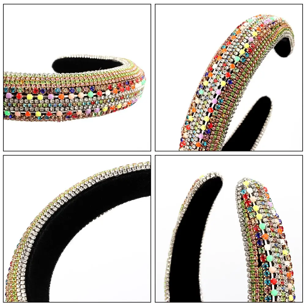 Sponge Hairbands Luxury Full Rhinestone Colored Rhinestones Headband for Women Padded Hair Hoop Wedding Party Hair Accessories
Sponge Hairbands Luxury Full Rhinestone Colored Rhinestones Headband for Women Padded Hair Hoop Wedding Party Hair Accessories