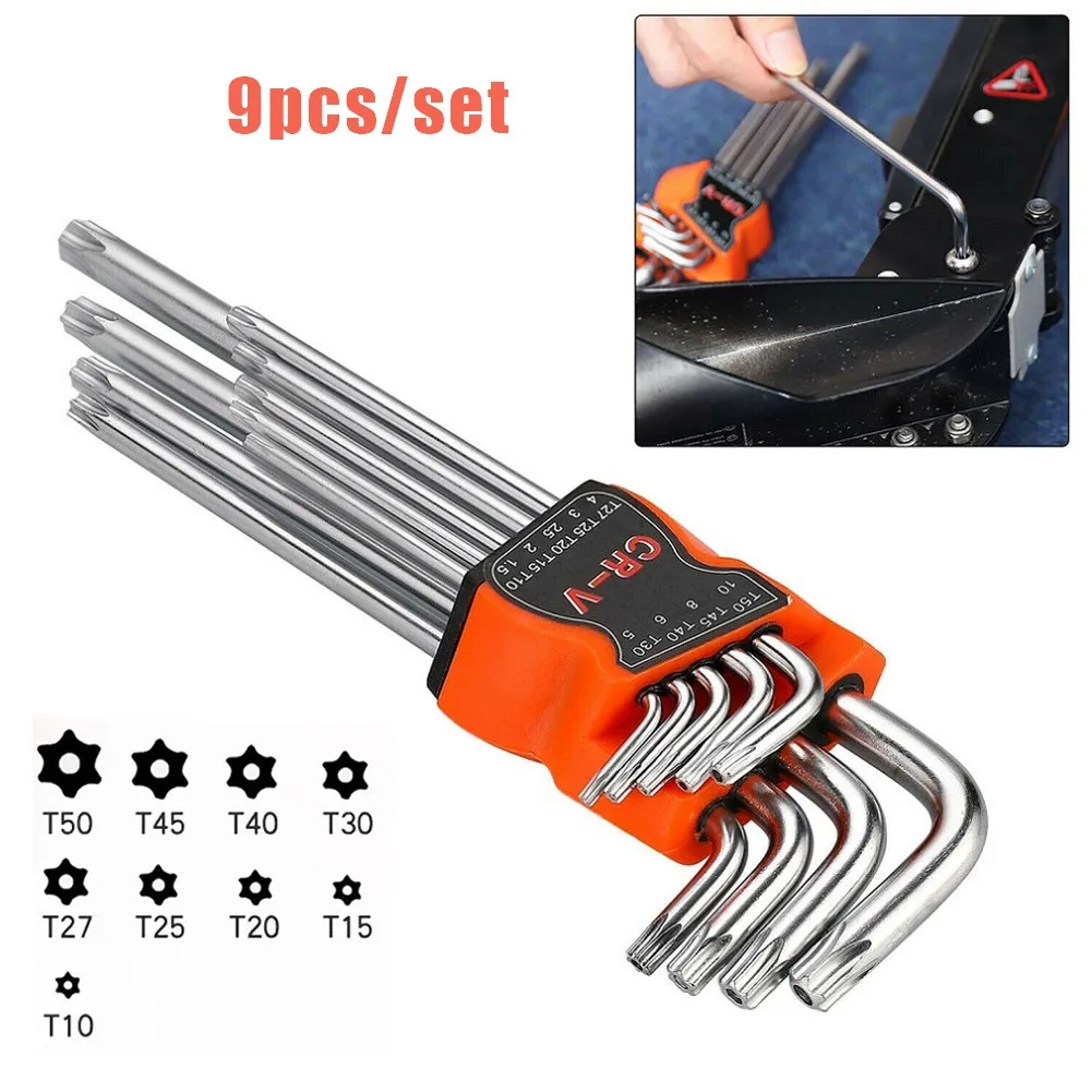 9PCS Double-End Screwdriver Hex Wrench Set Allen Key Torx Spanner Hand Tools T10 T15 T20, T25, T27, T30, T40, T45, T50 Torx Key
9PCS Double-End Screwdriver Hex Wrench Set Allen Key Torx Spanner Hand Tools T10 T15 T20, T25, T27, T30, T40, T45, T50 Torx Key