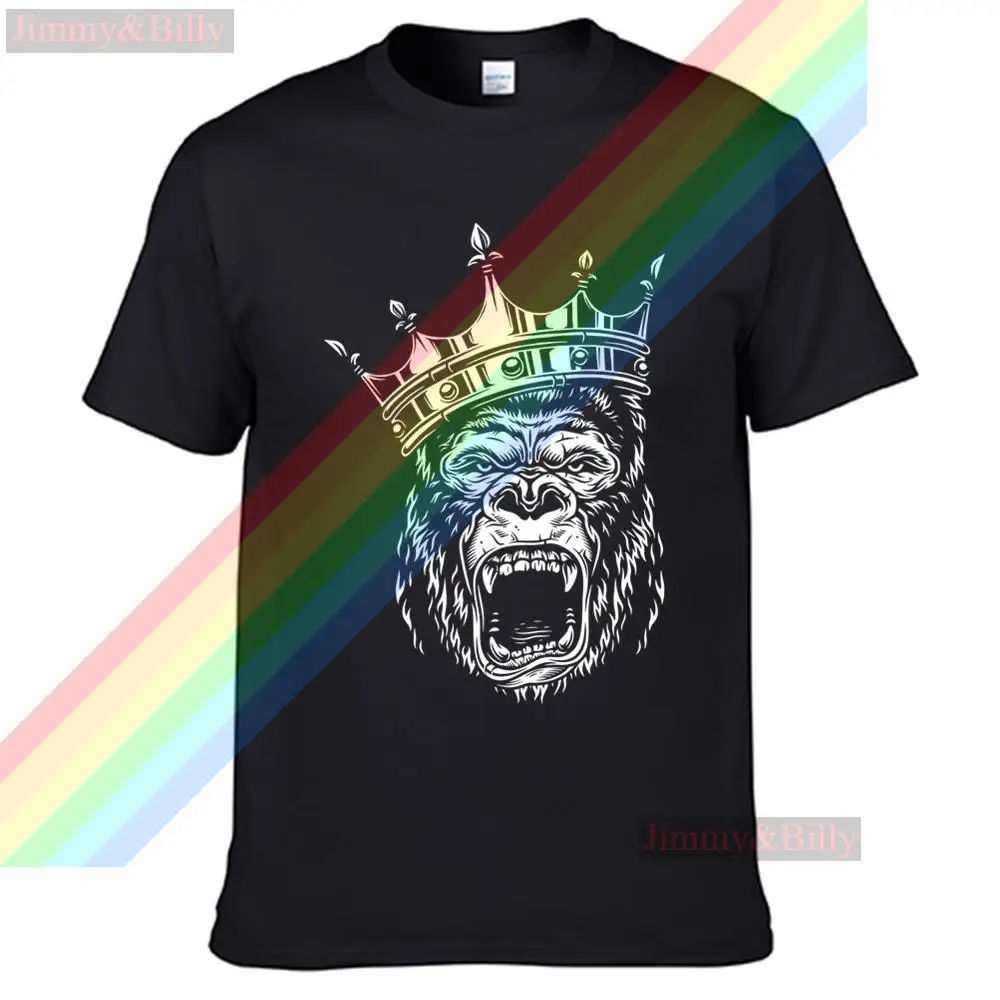 

An Angry Gorilla With A Crown Summer Print T Shirt Clothes Popular Shirt Cotton Tees Amazing Short Sleeve Unique Unisex Tops