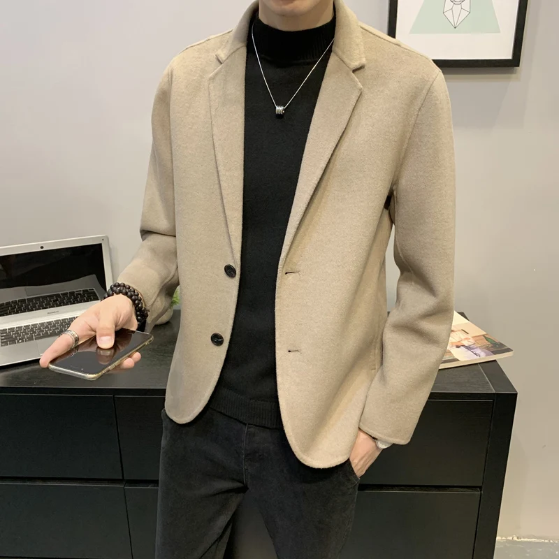Autumn and winter handmade double faced cashmere coat men's Casual Short suit double faced English windbreaker
Autumn and winter handmade double faced cashmere coat men's Casual Short suit double faced English windbreaker