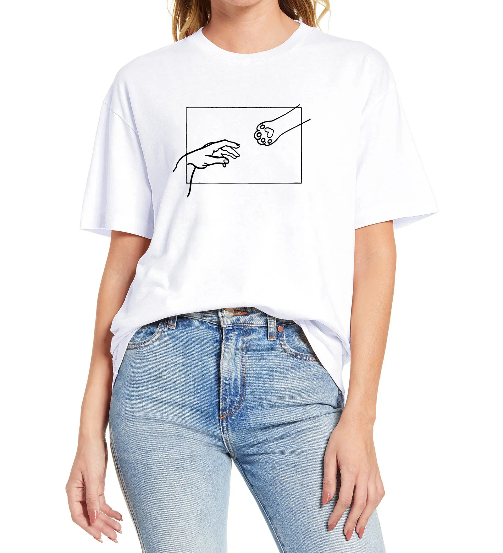 Funny Cat Adam Creation Cat Creation of Hand Cat Lovers Minimalist Funny Unisex T-Shirt Women's Short Sleeve Tops New Trend Tee
Funny Cat Adam Creation Cat Creation of Hand Cat Lovers Minimalist Funny Unisex T-Shirt Women's Short Sleeve Tops New Trend Tee