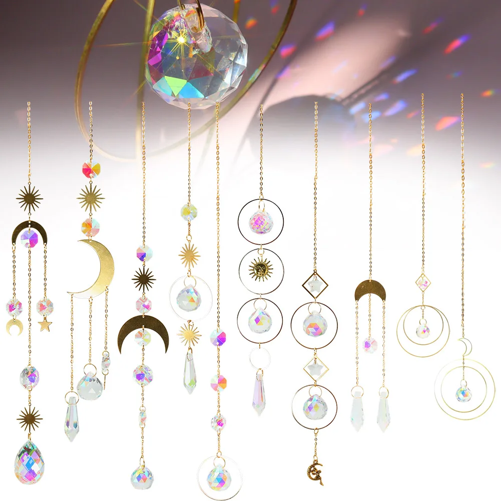 New Crystal Wind Chime Star Moon Sun Pendant Dream Sun Catchers Plated Colorful Beads Hanging Drop For Outdoor Garden Windchimes
New Crystal Wind Chime Star Moon Sun Pendant Dream Sun Catchers Plated Colorful Beads Hanging Drop For Outdoor Garden Windchimes