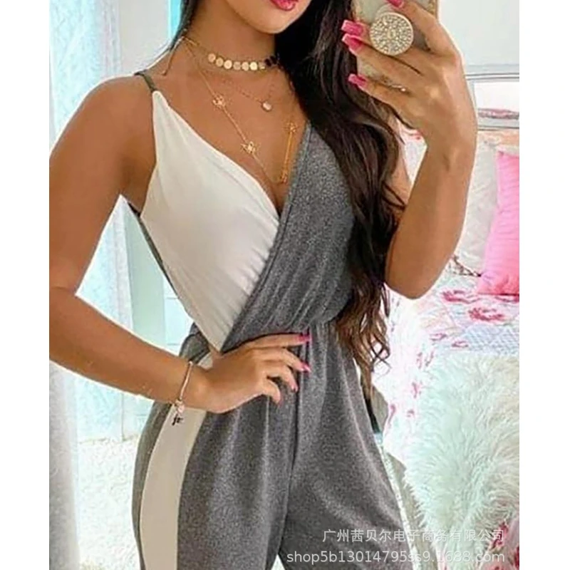 Mandylandy Jumpsuits Summer V-neck High Waist Spaghetti Strap Straight Jumpsuits Womens Slim Fit Solid Color Stitching Jumpsuits
Mandylandy Jumpsuits Summer V-neck High Waist Spaghetti Strap Straight Jumpsuits Womens Slim Fit Solid Color Stitching Jumpsuits