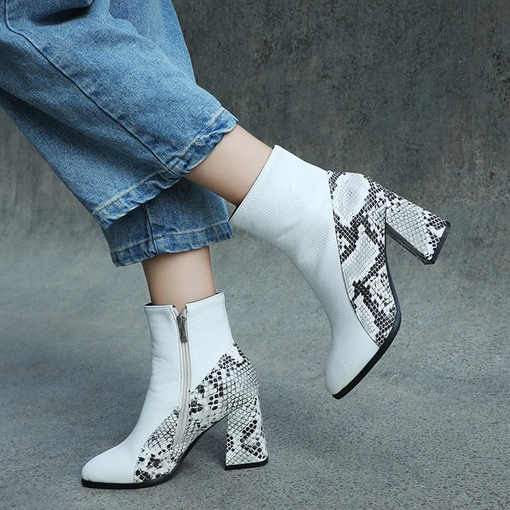 NEW snake pattern stitching women boots square with wedges shoes retro boots workplace wild ladies Western tube boots for women 
NEW snake pattern stitching women boots square with wedges shoes retro boots workplace wild ladies Western tube boots for women