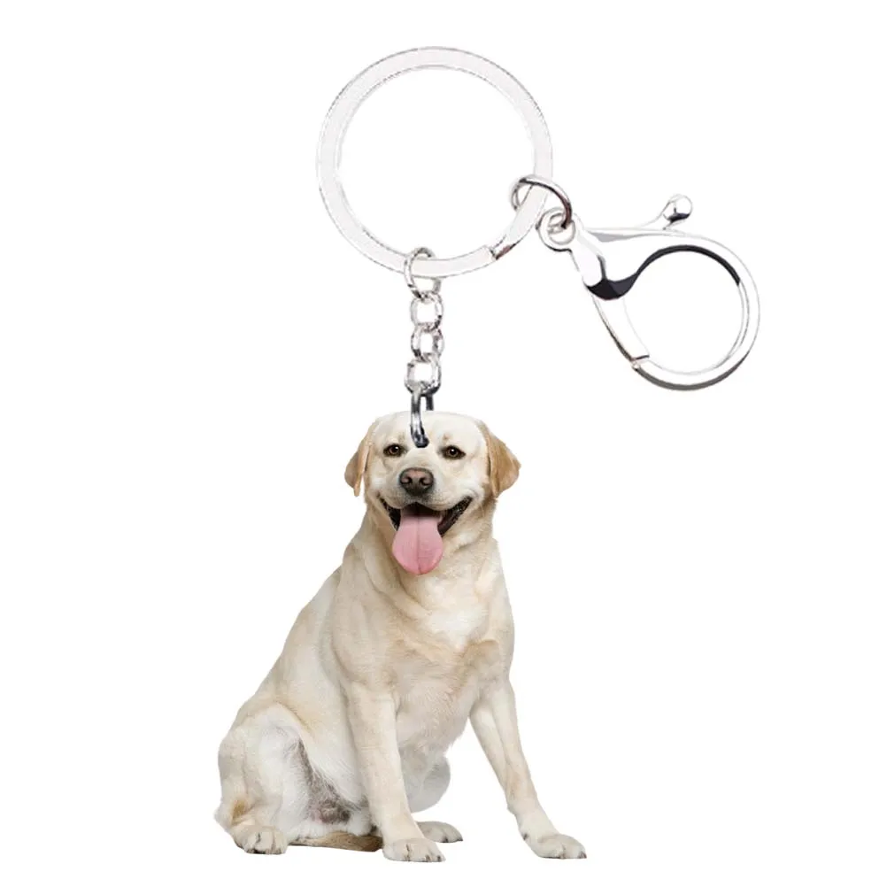 

Keychain Labrador retriever Dog Flat Animal NOT 3D Lobster clasp keyring lucky bag charms Friendship Gift for womens mens Hot