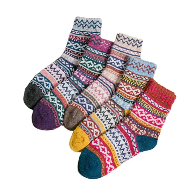 5 Pairs Men Women Warm Winter Thick Stripe Vintage Knitted Wool Socks Geometry
5 Pairs Men Women Warm Winter Thick Stripe Vintage Knitted Wool Socks Geometry
