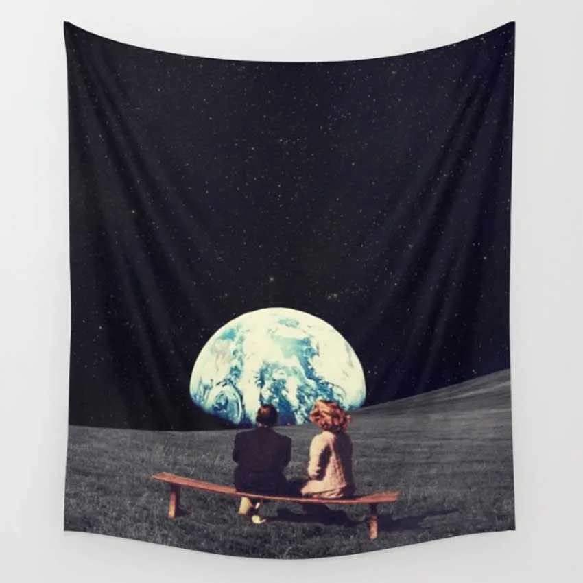 

Tapestry Wall Hanging Space Couple Bedroom Decor Beach Towel Tapiz Pared Tela Home Accessorizes Sitting Blanket гобелен на стену