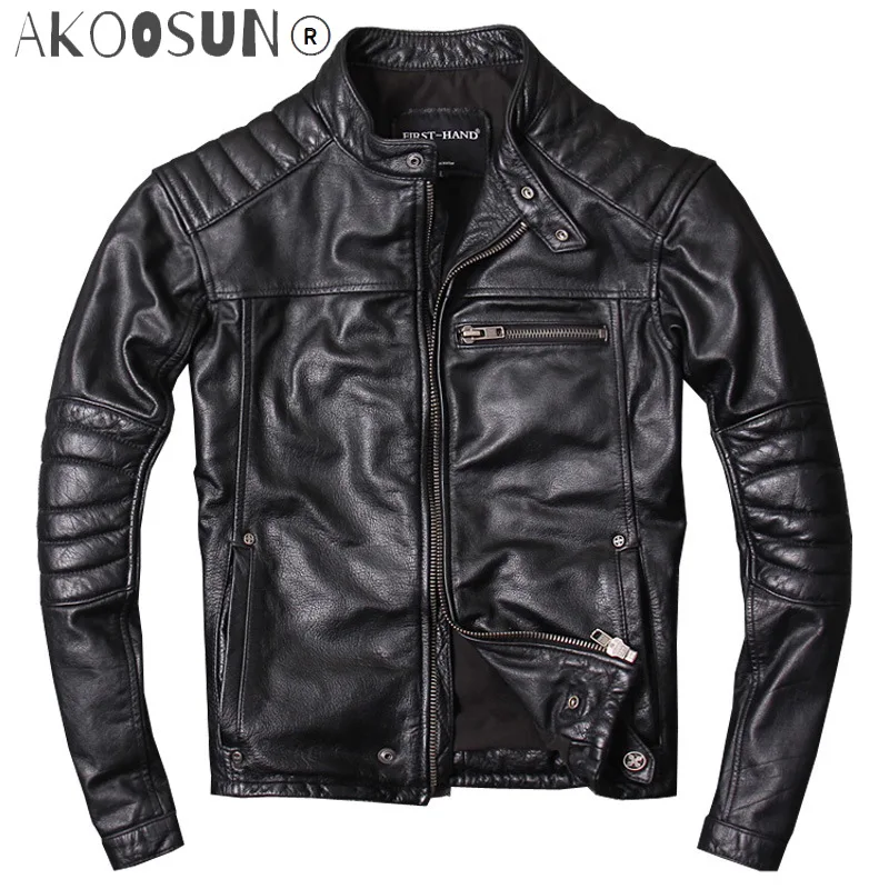 Men's Genuine Leather Jackets Vintage Motorcycle Cowhide Jackets Spring Autumn Slim fit Leather Coat for Male
Men's Genuine Leather Jackets Vintage Motorcycle Cowhide Jackets Spring Autumn Slim fit Leather Coat for Male