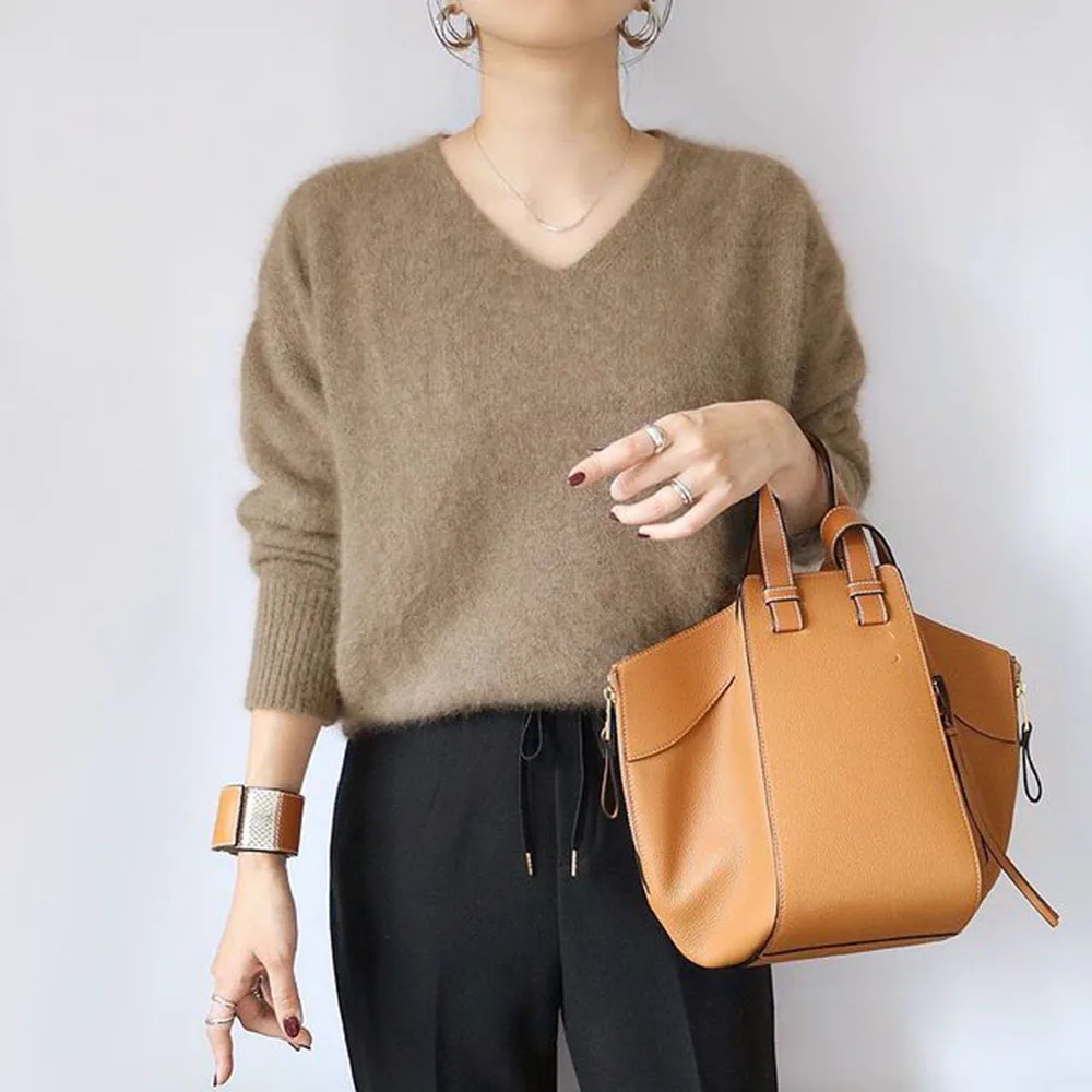 Korean V-neck Knitted Sweater Casual Women's Solid Color Long-sleeved Pullover Autumn Winter Fashion Elegant Office Ladies Tops
Korean V-neck Knitted Sweater Casual Women's Solid Color Long-sleeved Pullover Autumn Winter Fashion Elegant Office Ladies Tops