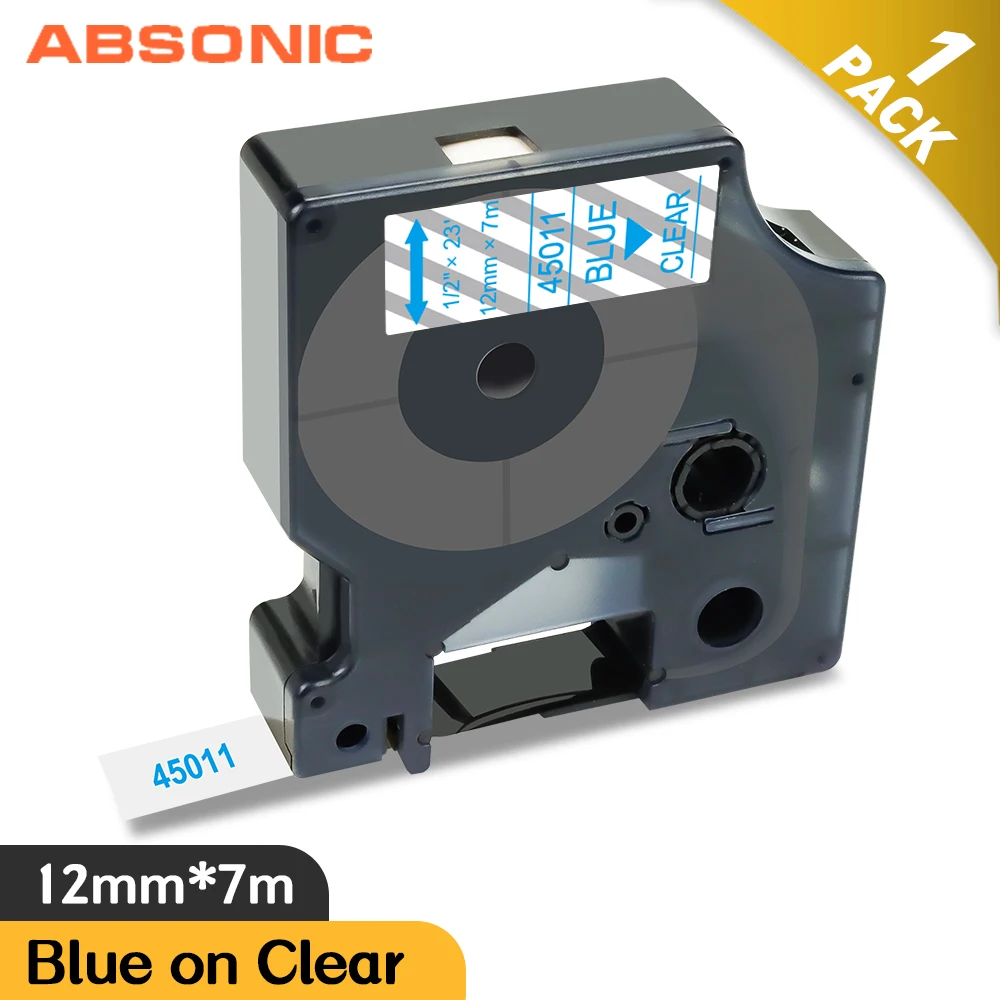 Absonic 12mm Label for Dymo D145011 Blue on Clear Dymo Label Maker Compatible for Dymo LabelManager 160 280 LabelWriter 450 Duo 
Absonic 12mm Label for Dymo D145011 Blue on Clear Dymo Label Maker Compatible for Dymo LabelManager 160 280 LabelWriter 450 Duo