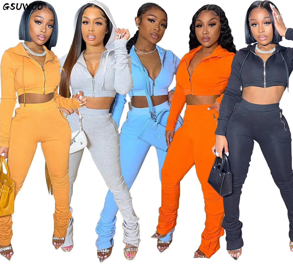 GSUWOO Fitness 2 Piece Set women Solid Long Sleeve fly Hooded jacket stacked Pants Matching Set Workout Activewear Jogger Set
GSUWOO Fitness 2 Piece Set women Solid Long Sleeve fly Hooded jacket stacked Pants Matching Set Workout Activewear Jogger Set