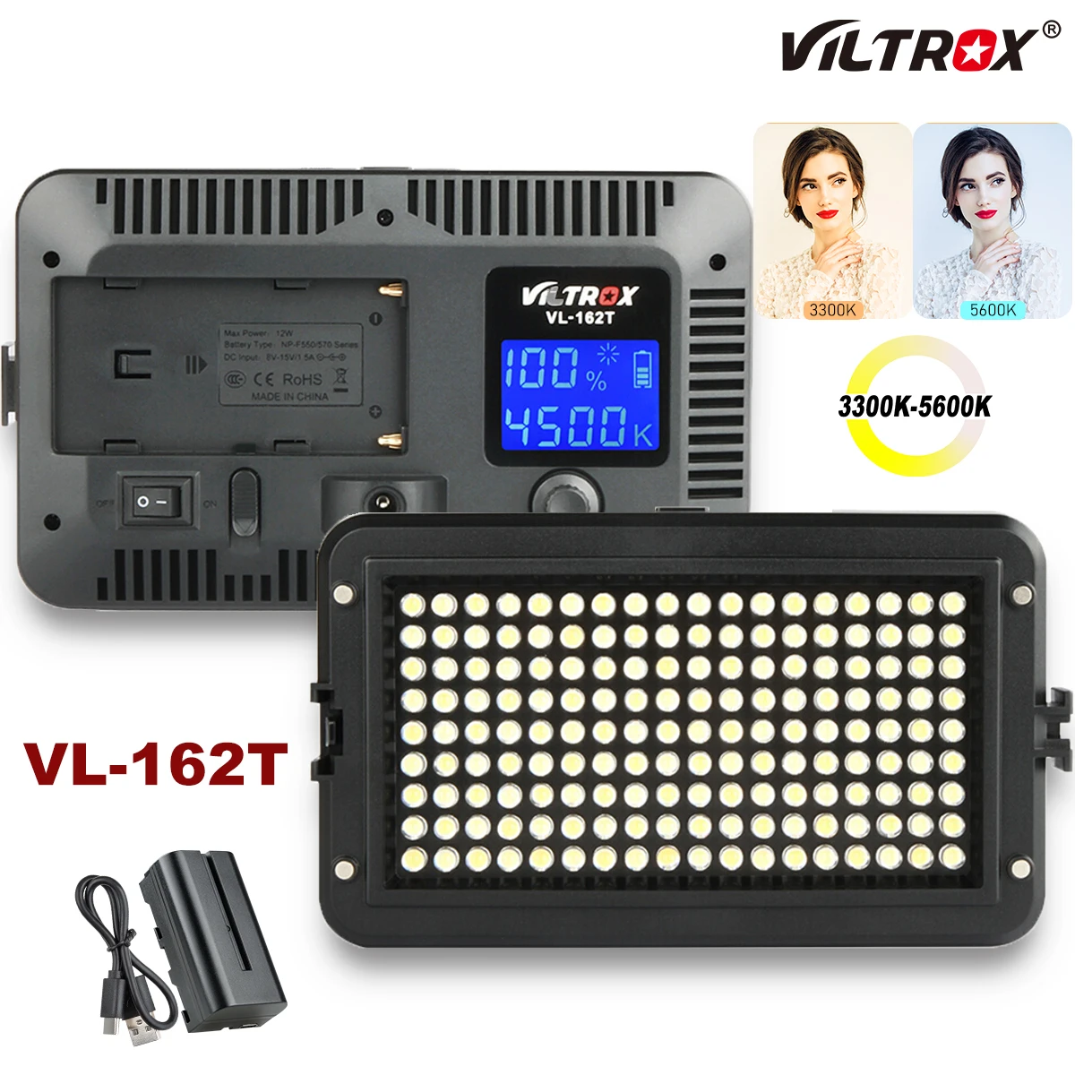 Viltrox VL-162T LED Video Light Photography Lighting Panel 3300K-5600K with Battery for DSLR Camera Vlog Fill Light Studio Light
Viltrox VL-162T LED Video Light Photography Lighting Panel 3300K-5600K with Battery for DSLR Camera Vlog Fill Light Studio Light